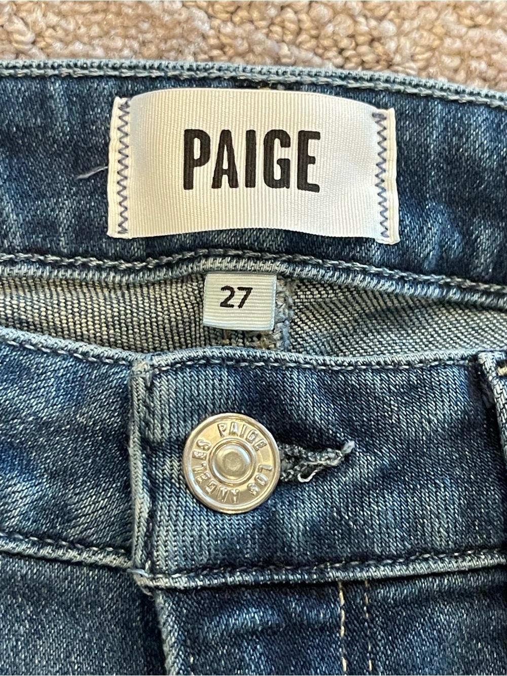 PAIGE Laurel Canyon, Boot Cut, High Rise Jeans, Medium Wash, Raw Hem, Size 27 - Picture 3 of 13
